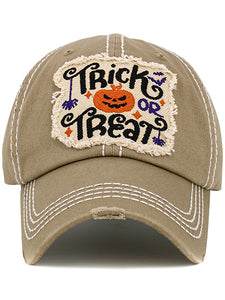 VINTAGE BALL CAP "TRICK OR TREAT" - KHAKI
