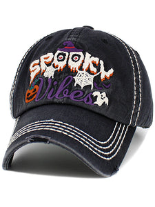 VINTAGE BALL CAP "SPOOKY VIBES" - BLACK