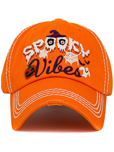 VINTAGE BALL CAP "SPOOKY VIBES" - ORANGE