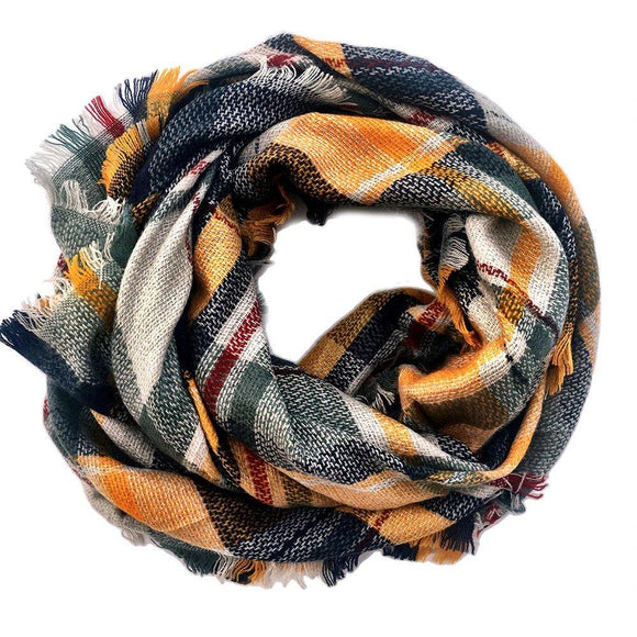 BLANKET SCARF - YELLOW AND NAVY *SALE*