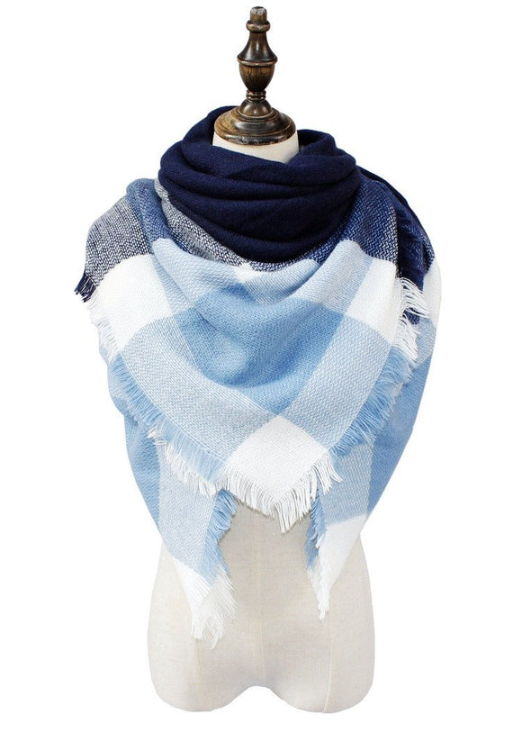BLANKET SCARF - LIGHT BLUE AND NAVY *SALE*