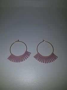 LEATHER CIRCLE EARRINGS - LIGHT PINK