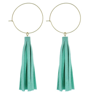 LEATHER CIRCLE EARRINGS - MINT