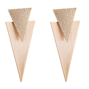 BRUSHED METAL TRIANGLE EARRINGS - GOLD