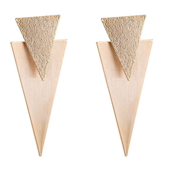 BRUSHED METAL TRIANGLE EARRINGS - GOLD