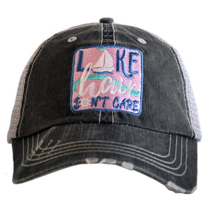 VINTAGE MESH BALL CAP "LAKE HAIR DON'T CARE" - PINK