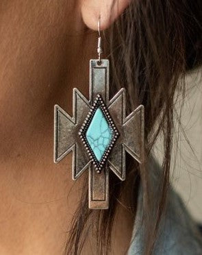 SILVER STAR TURQUOISE STONE EARRINGS