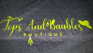 TOPS AND BAUBLES BOUTIQUE LOGO T SHIRT - CHARCOAL - MEDIUM