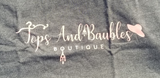 TOPS AND BAUBLES BOUTIQUE LOGO T SHIRT - CHARCOAL GRAY  "PLUS" - 3XL