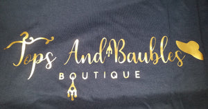 TOPS AND BAUBLES BOUTIQUE LOGO T SHIRT - DARK NAVY - 2XL