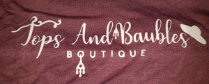 TOPS AND BAUBLES BOUTIQUE LOGO T SHIRT - MULBERRY - 2XL