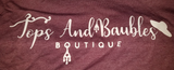 TOPS AND BAUBLES BOUTIQUE LOGO T SHIRT - MULBERRY - 2XL