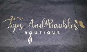 TOPS AND BAUBLES BOUTIQUE LOGO T SHIRT - NAVY BLUE - 2XL