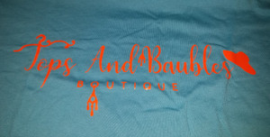 TOPS AND BAUBLES BOUTIQUE LOGO T SHIRT - PEACOCK BLUE - LARGE