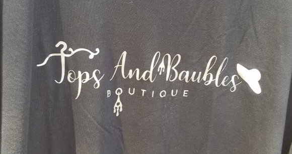 TOPS AND BAUBLES BOUTIQUE LOGO T SHIRT - BLACK  