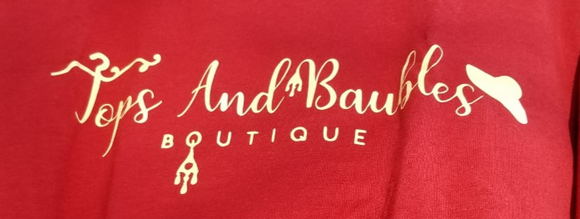 TOPS AND BAUBLES BOUTIQUE LOGO T SHIRT - RED - LARGE
