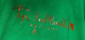 TOPS AND BAUBLES BOUTIQUE LOGO T SHIRT - GREEN - LARGE