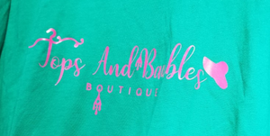 TOPS AND BAUBLES BOUTIQUE LOGO T SHIRT - GREEN - XLARGE