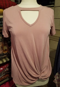 CUPRO FABRIC TWISTED FRONT TOP - MAUVE *SALE*