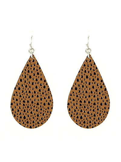 LEATHER TEXTURE FISH HOOK EARRINGS