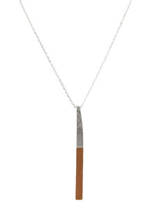 TWO TONE METAL BAR PENDANT NECKLACE