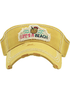 VINTAGE VISOR "LIFE'S A BEACH" - YELLOW
