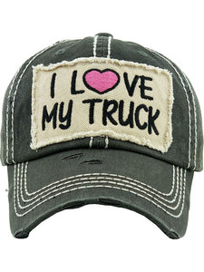 VINTAGE BALL CAP "I LOVE MY TRUCK" - BLACK