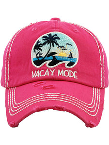 VINTAGE BALL CAP "VACAY MODE" - HOT PINK
