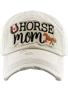 VINTAGE BALL CAP "HORSE MOM" - STONE