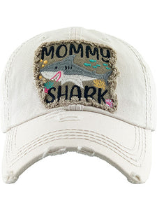 VINTAGE BALL CAP "MOMMY SHARK" - STONE