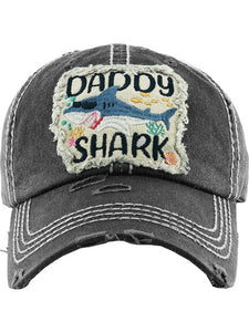 VINTAGE BALL CAP "DADDY SHARK" - BLACK