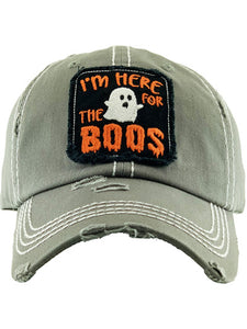 VINTAGE BALL CAP "HERE FOR THE BOOS" - MOSS