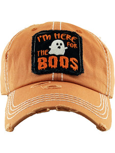 VINTAGE BALL CAP "HERE FOR THE BOOS" - PUMPKIN