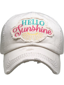 VINTAGE BALL CAP "HELLO SUNSHINE" - STONE