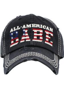 VINTAGE BALL CAP "ALL-AMERICAN BABE" - BLACK