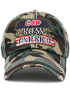 VINTAGE BALL CAP "GOD BLESS AMERICA" - CAMO