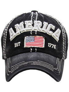 VINTAGE BALL CAP "AMERICA" - BLACK