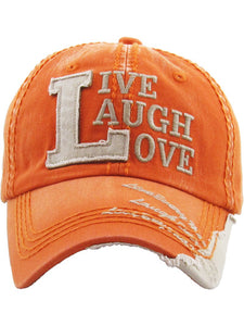 VINTAGE BALL CAP "LIVE LAUGH LOVE" - ORANGE