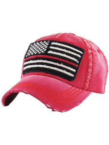 VINTAGE BALL CAP "FLAG" - RED W RED