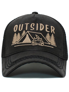 VINTAGE MESH BALL CAP "OUTSIDER" - BLACK