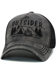 VINTAGE MESH BALL CAP "OUTSIDER" - DK GREY