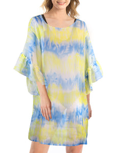 TIE DYE COVER UP - BLUE/YELLOW  *SALE*