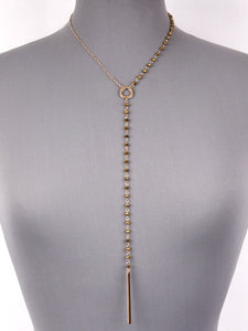 Y NECKLACE WITH STICK PENDANT/GOLD AND GOLD