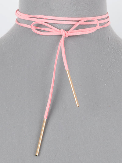LONG SUEDE NECKLACE- PINK