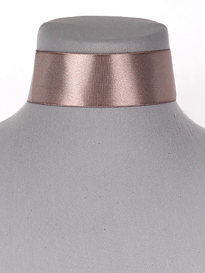 SATIN CHOKER NECKLACE 40MM- TAUPE
